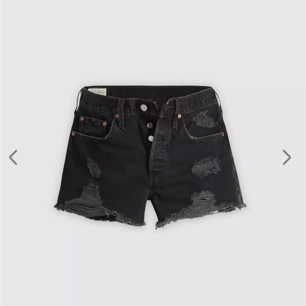 Levi's Premium Black Distressed Jean Shorts